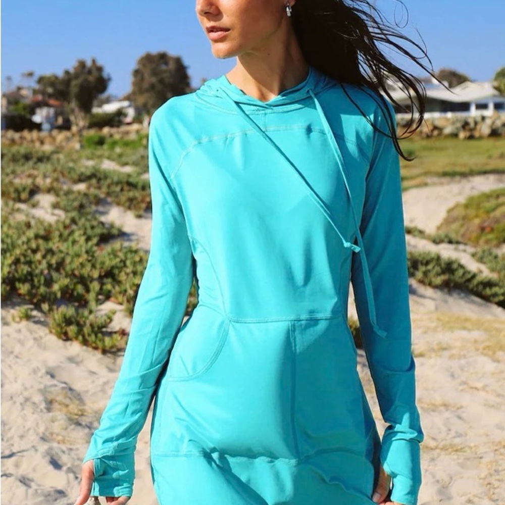 Turquoise Hooded Swim Cover-Up